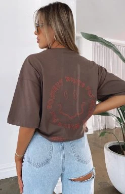 White Fox Boutique AU Smile Season Tee Chocolate Clothing