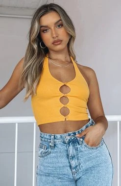 White Fox Boutique AU Straight To The Point Crop Mango Tops