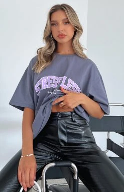 White Fox Boutique AU Stress Less Oversized Tee Steel Clothing
