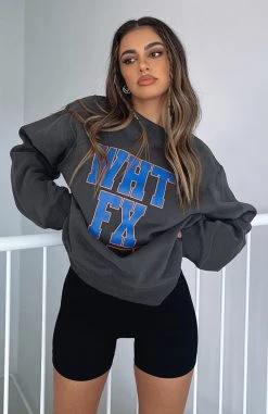 White Fox Boutique AU Strong Style Sweater Charcoal Clothing