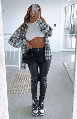 White Fox Boutique AU Clothing Style Code PU Pants Black