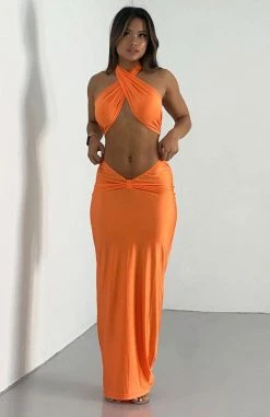 White Fox Boutique AU Surreal Summer Maxi Skirt Orange