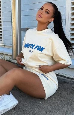 White Fox Boutique AU Offstage Oversized Tee Buttercream Clothing