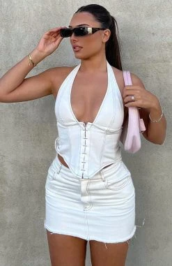 White Fox Boutique AU Clothing Power Hour Mini Skirt Off White