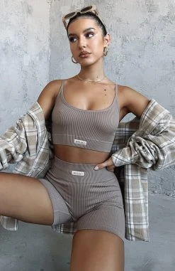 White Fox Boutique AU Take A Ride Seamless Bike Shorts Mocha