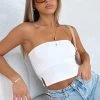 White Fox Boutique AU Take That Break Strapless Crop White Clothing