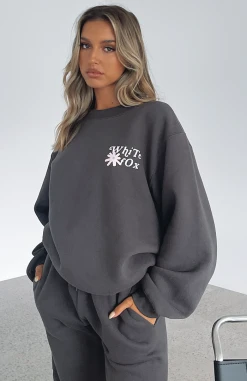 White Fox Boutique AU Trust The Timing Sweater Charcoal