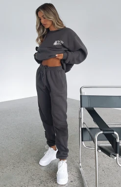 White Fox Boutique AU Clothing It's In The Works Sweatpants Charcoal