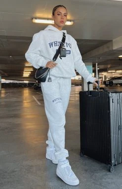 White Fox Boutique AU Varsity Vibe Sweatpants Grey Marle Clothing