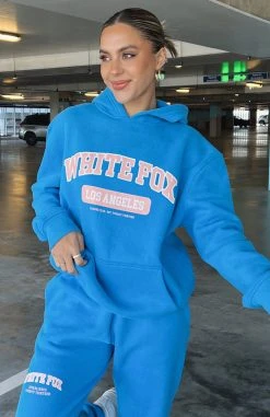 White Fox Boutique AU Clothing Varsity Vibe Hoodie Azure Blue