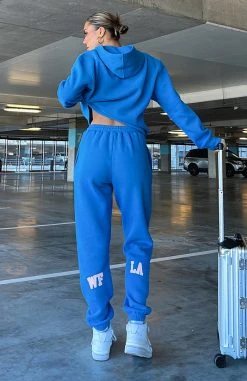 White Fox Boutique AU Varsity Vibe Sweatpants Azure Blue