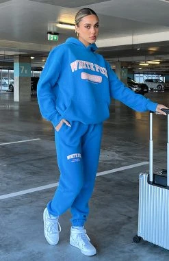 White Fox Boutique AU Varsity Vibe Sweatpants Azure Blue