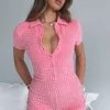 White Fox Boutique AU Walk My Way Terry Playsuit Pink Stripe Clothing