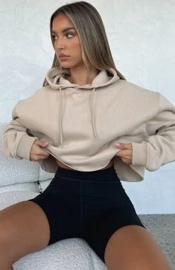 White Fox Boutique AU What It Takes Cropped Hoodie Sand Clothing