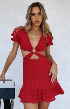White Fox Boutique AU Whenever You're Ready Mini Dress Red