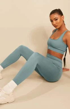 White Fox Boutique AU Seamless High Waisted Leggings Sage Restocked