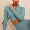 White Fox Boutique AU Seamless Long Sleeve Sports Crop Sage 1 White Fox Boutique AU Seamless Long Sleeve Sports Crop Sage