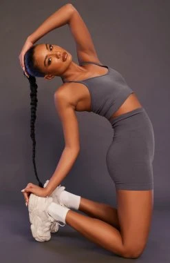 White Fox Boutique AU Seamless High Waisted Shorts Shadow