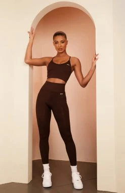 White Fox Boutique AU Seamless High Waisted Leggings Chocolate Restocked