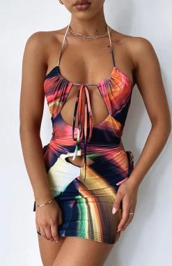 White Fox Boutique AU Worst Behaviour Mini Dress Digital Blur Print Clothing