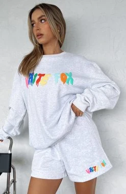 White Fox Boutique AU Real Deal Lounge Shorts Grey Marle Clothing