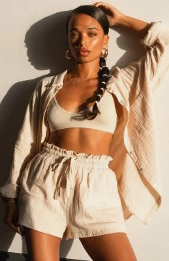 White Fox Boutique AU Clothing Hard To Handle Shorts Oatmeal