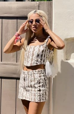 White Fox Boutique AU Softest Touch Bustier Mocha Logo Print Clothing