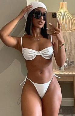 White Fox Boutique AU Magic In The Hamptons Bikini Top Shiny White Restocked