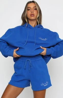 White Fox Boutique AU Set The Standard Hoodie Electric Blue Clothing