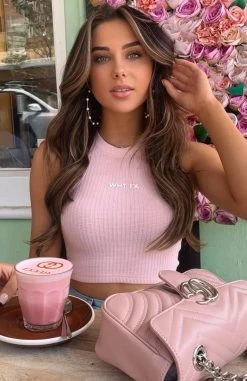 White Fox Boutique AU True Romance Crop Baby Pink