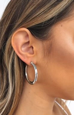 Whitefox Boutique Take You Far Hoop Earrings Silver Accessories